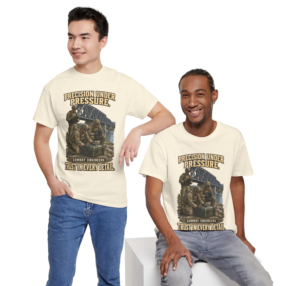Precision Under Pressure Combat Engineer T-Shirt | Military Tribute