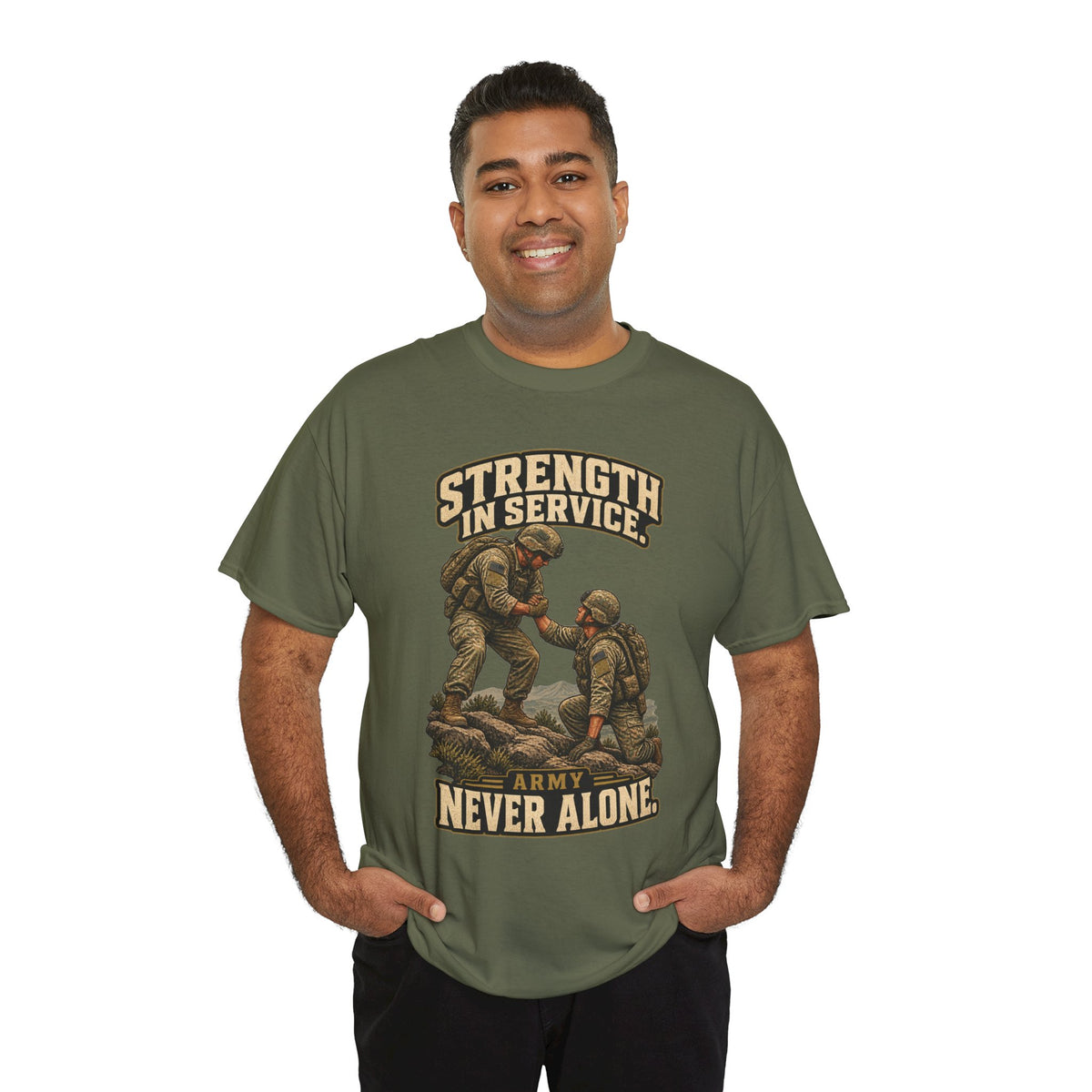 Strength in Service, Never Alone T-Shirt | Military Tribute