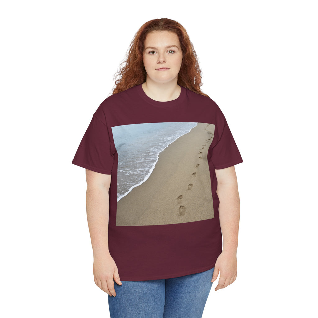 Beach Footprints Coastal Photo Tee – Front Print | Intuition Within