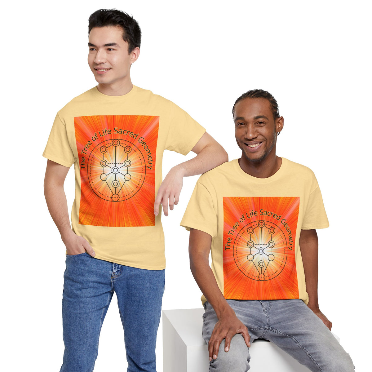 Tree of Life Sacred Geometry Tee – Orange Front Print | Intuition Within