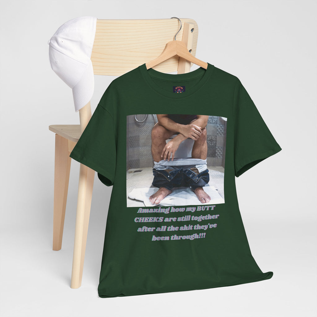 Still Together Bathroom Humor Tee – Male Design, Front Print | Intuition Within