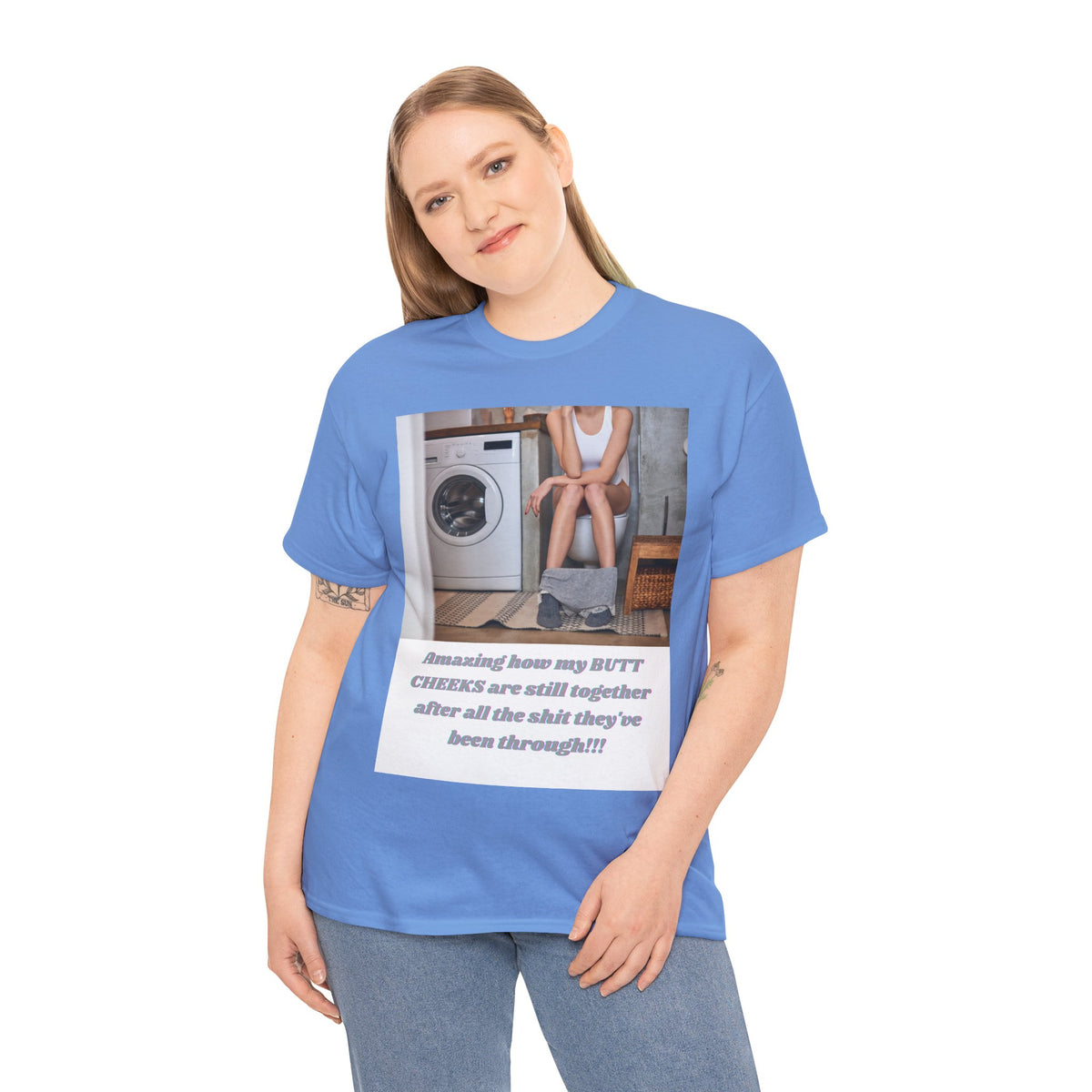 Still Together Bathroom Humor Tee – Female Design, Front Print | Intuition Within