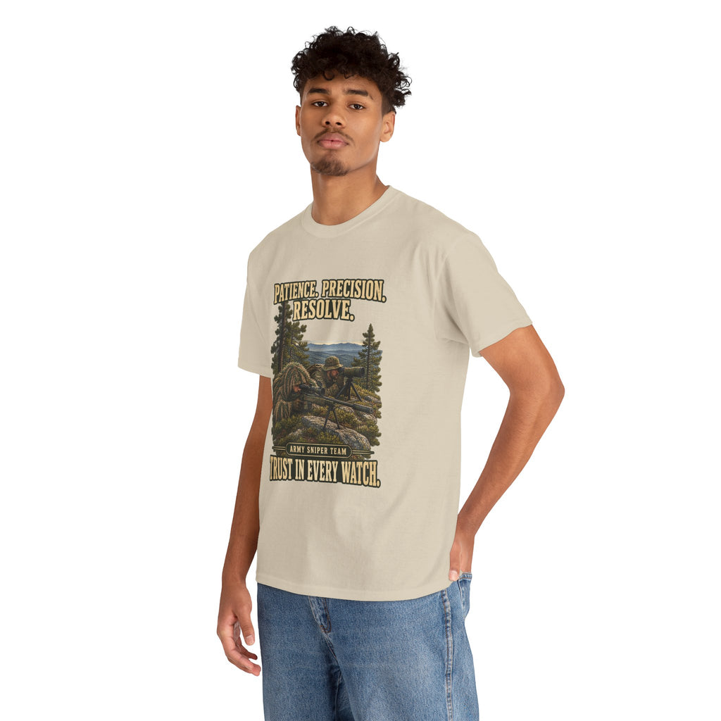 Patience, Precision, Resolve T-Shirt | Army Sniper Team Tribute