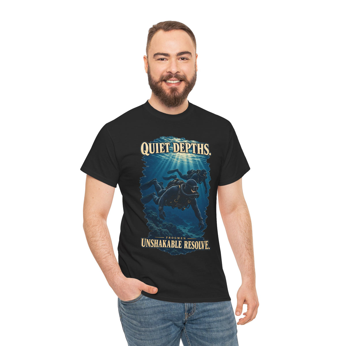 Quiet Depths, Unshakable Resolve T-Shirt | Military Diver Tribute