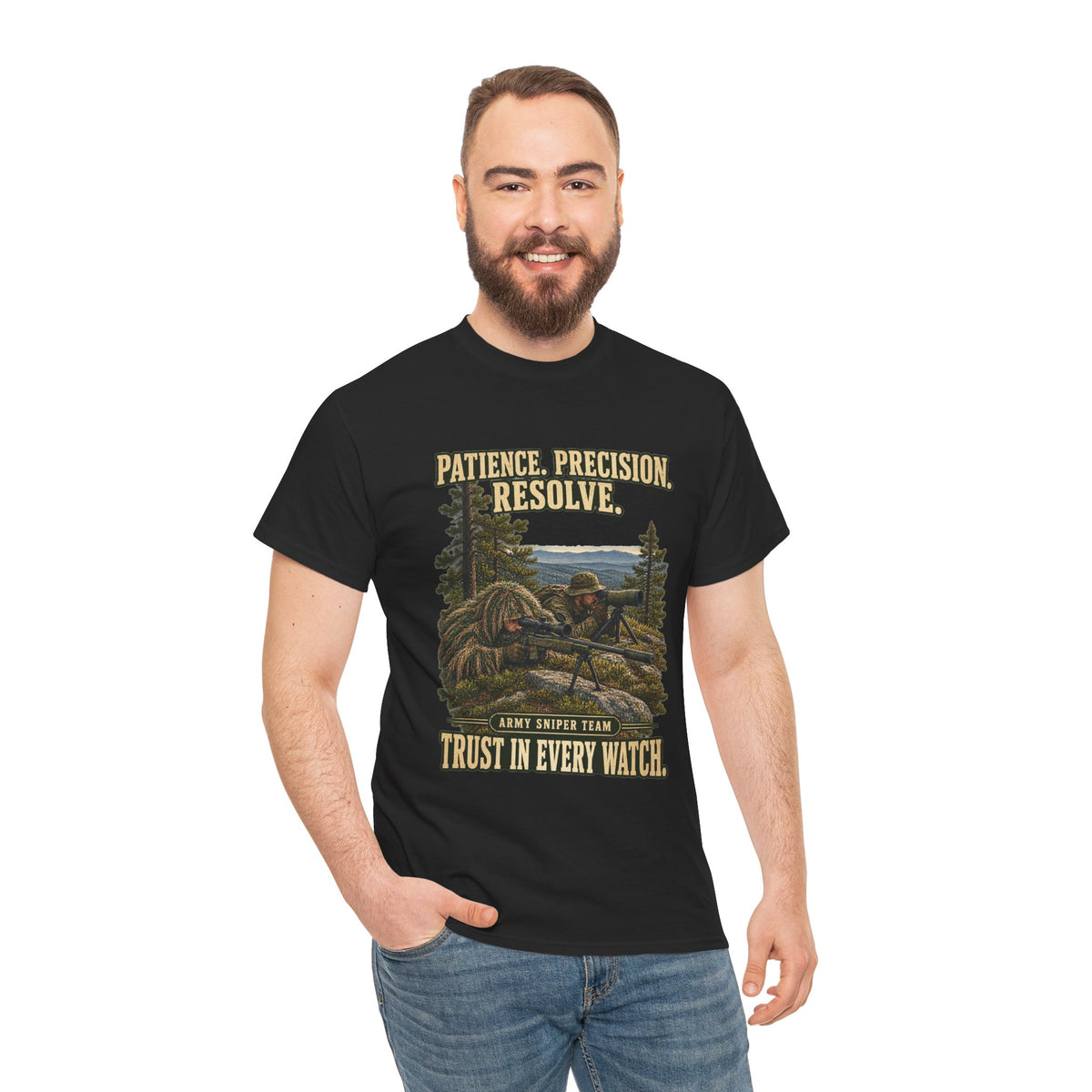 Patience, Precision, Resolve T-Shirt | Army Sniper Team Tribute
