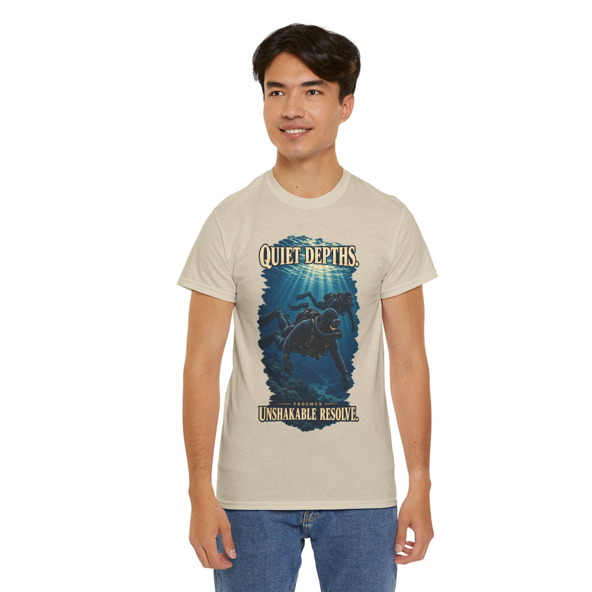 Quiet Depths, Unshakable Resolve T-Shirt | Military Diver Tribute
