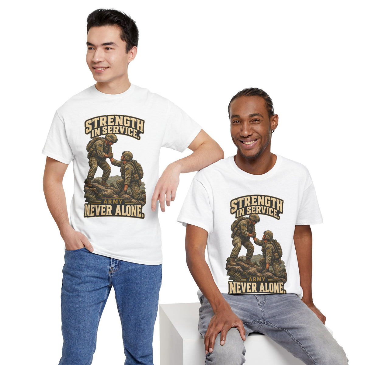 Strength in Service, Never Alone T-Shirt | Military Tribute