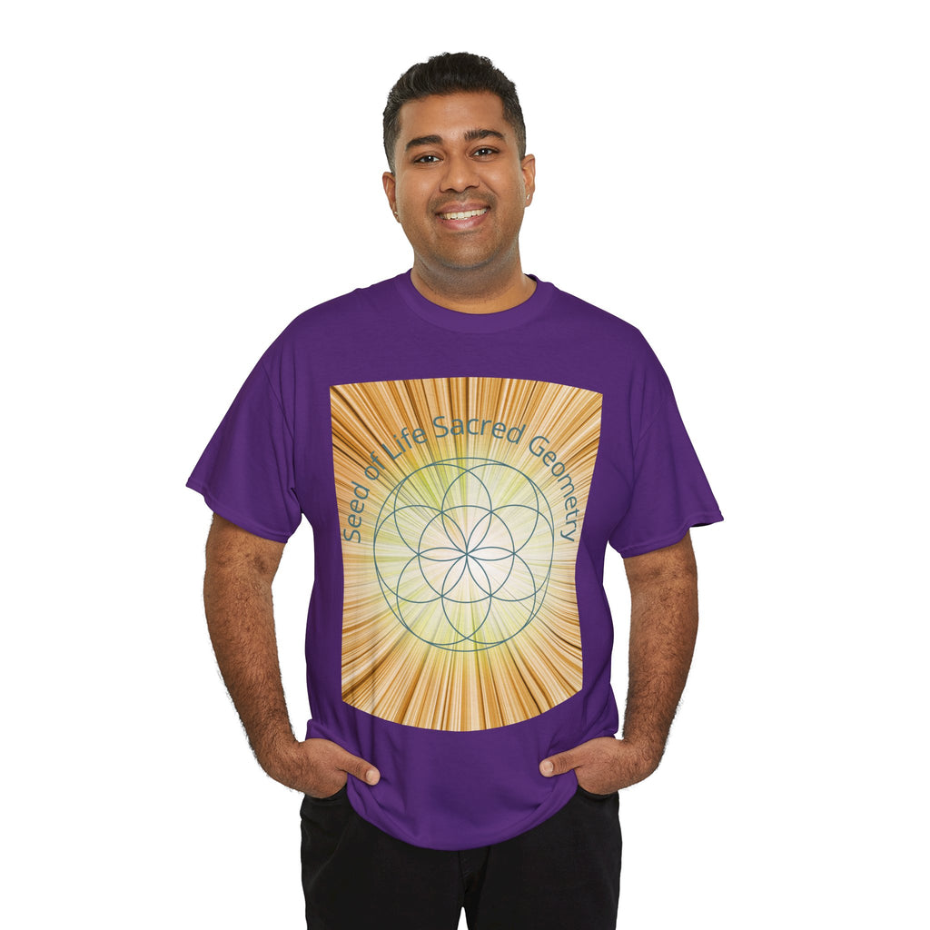 Seed of Life Sacred Geometry Tee – Golden Front Print | Intuition Within