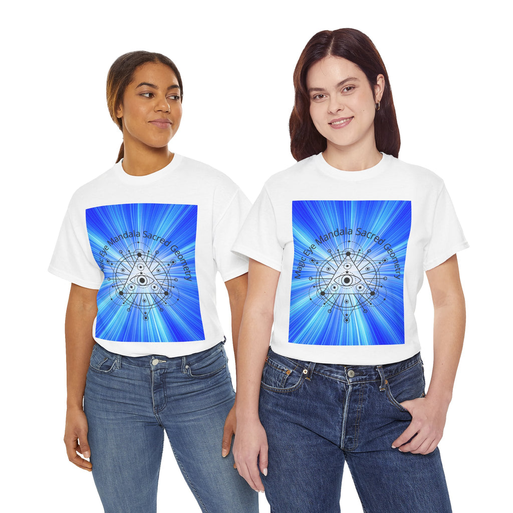 Blue Mandala Eye Sacred Geometry Tee – Front Print | Intuition Within