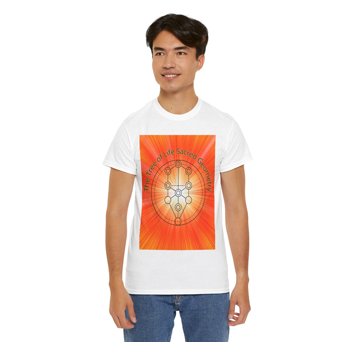 Tree of Life Sacred Geometry Tee – Orange Front Print | Intuition Within