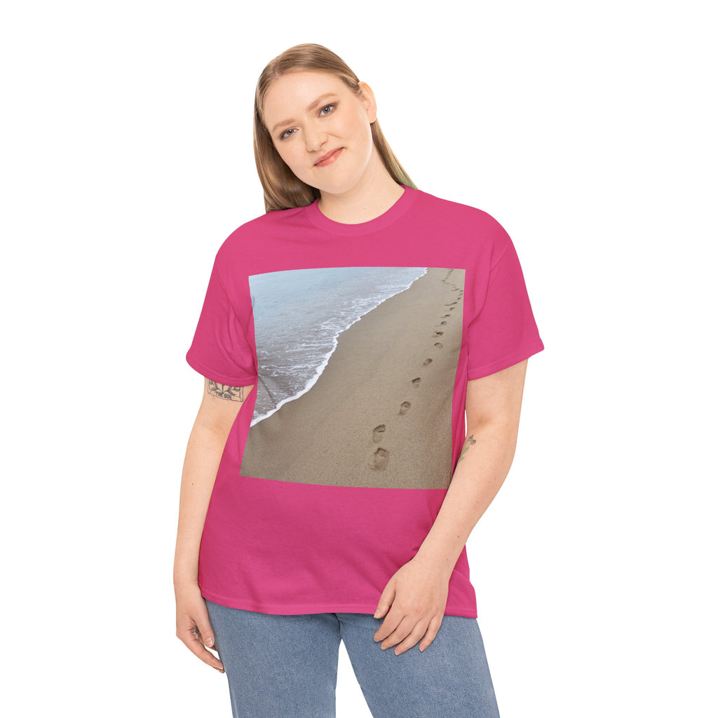 Beach Footprints Coastal Photo Tee – Front Print | Intuition Within