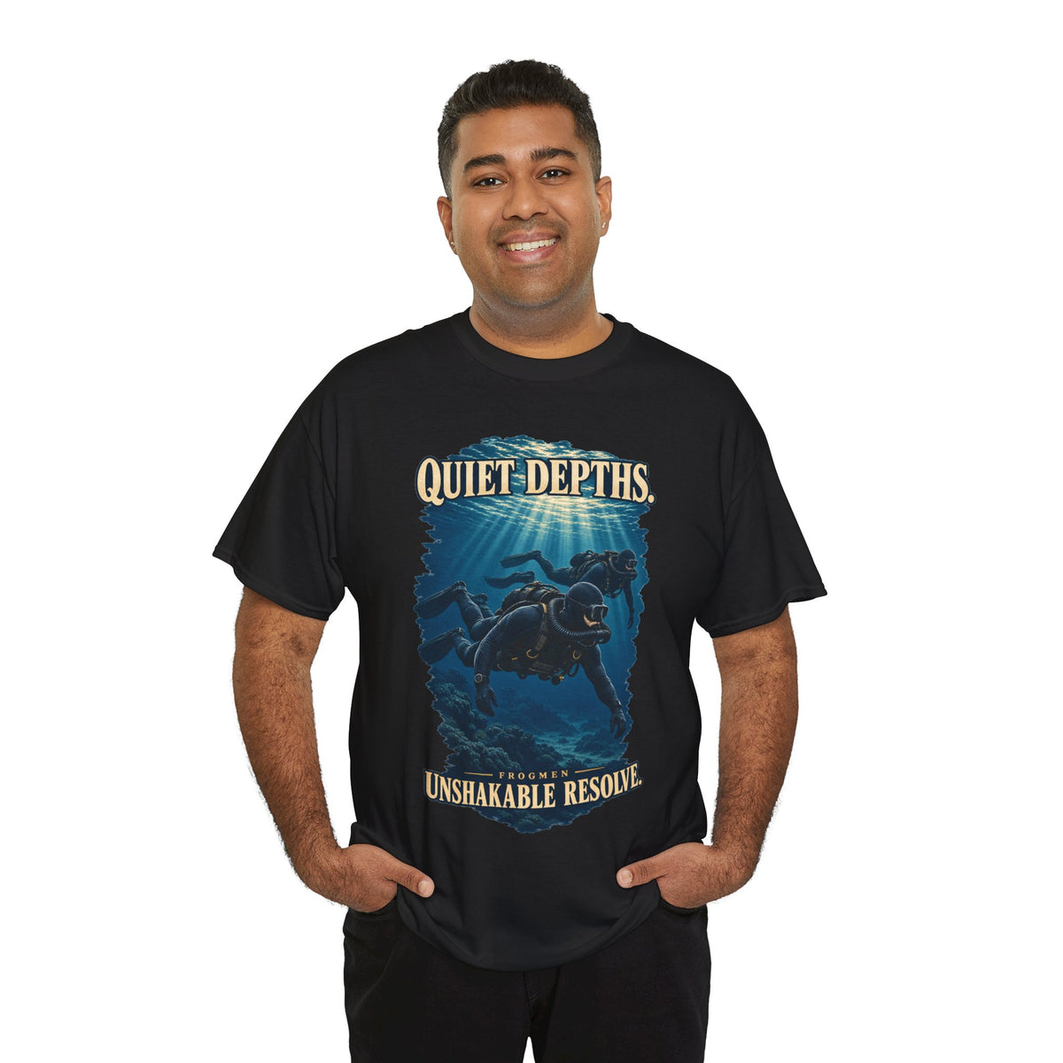 Quiet Depths, Unshakable Resolve T-Shirt | Military Diver Tribute