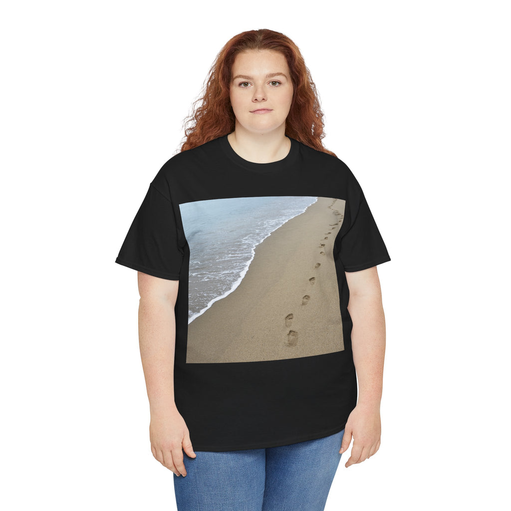 Beach Footprints Coastal Photo Tee – Front Print | Intuition Within