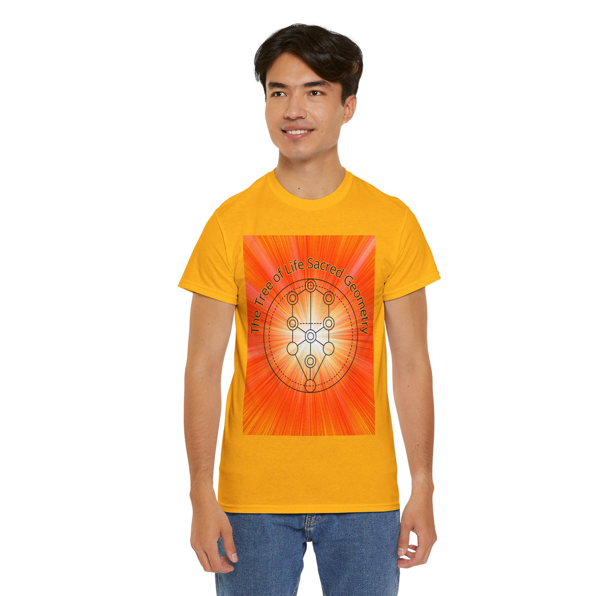 Tree of Life Sacred Geometry Tee – Orange Front Print | Intuition Within