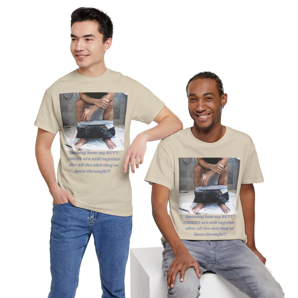 Still Together Bathroom Humor Tee – Male Design, Front Print | Intuition Within