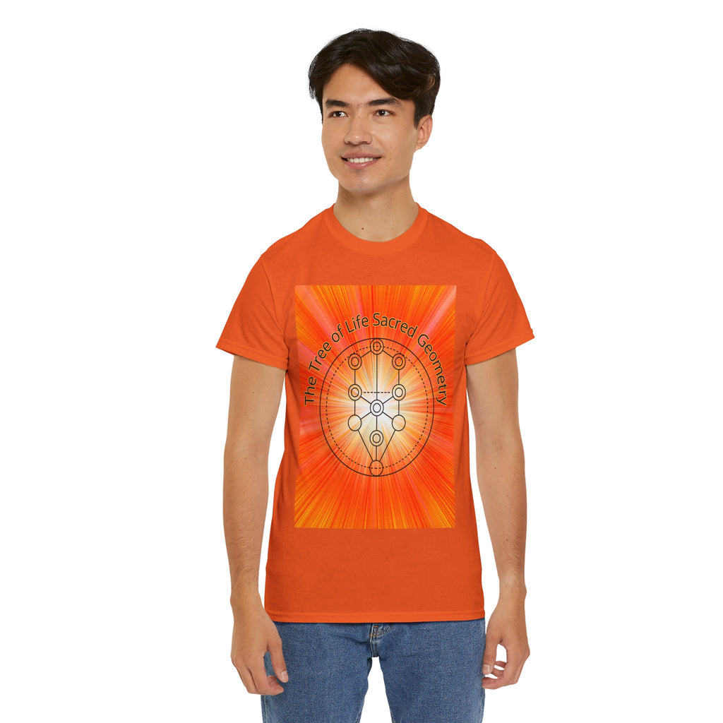 Tree of Life Sacred Geometry Tee – Orange Front Print | Intuition Within