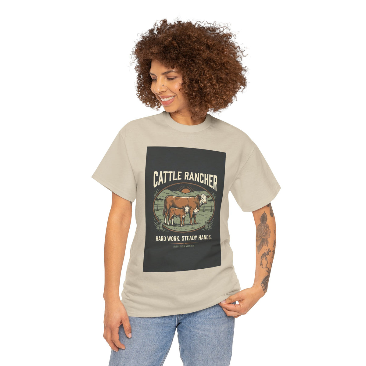 Hard Work, Steady Hands Cattle Rancher T-Shirt
