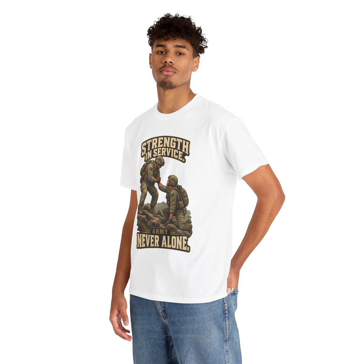 Strength in Service, Never Alone T-Shirt | Military Tribute