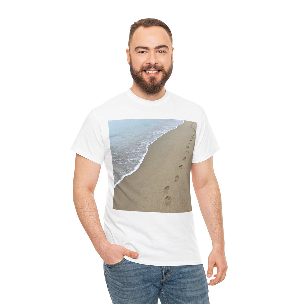 Beach Footprints Coastal Photo Tee – Front Print | Intuition Within