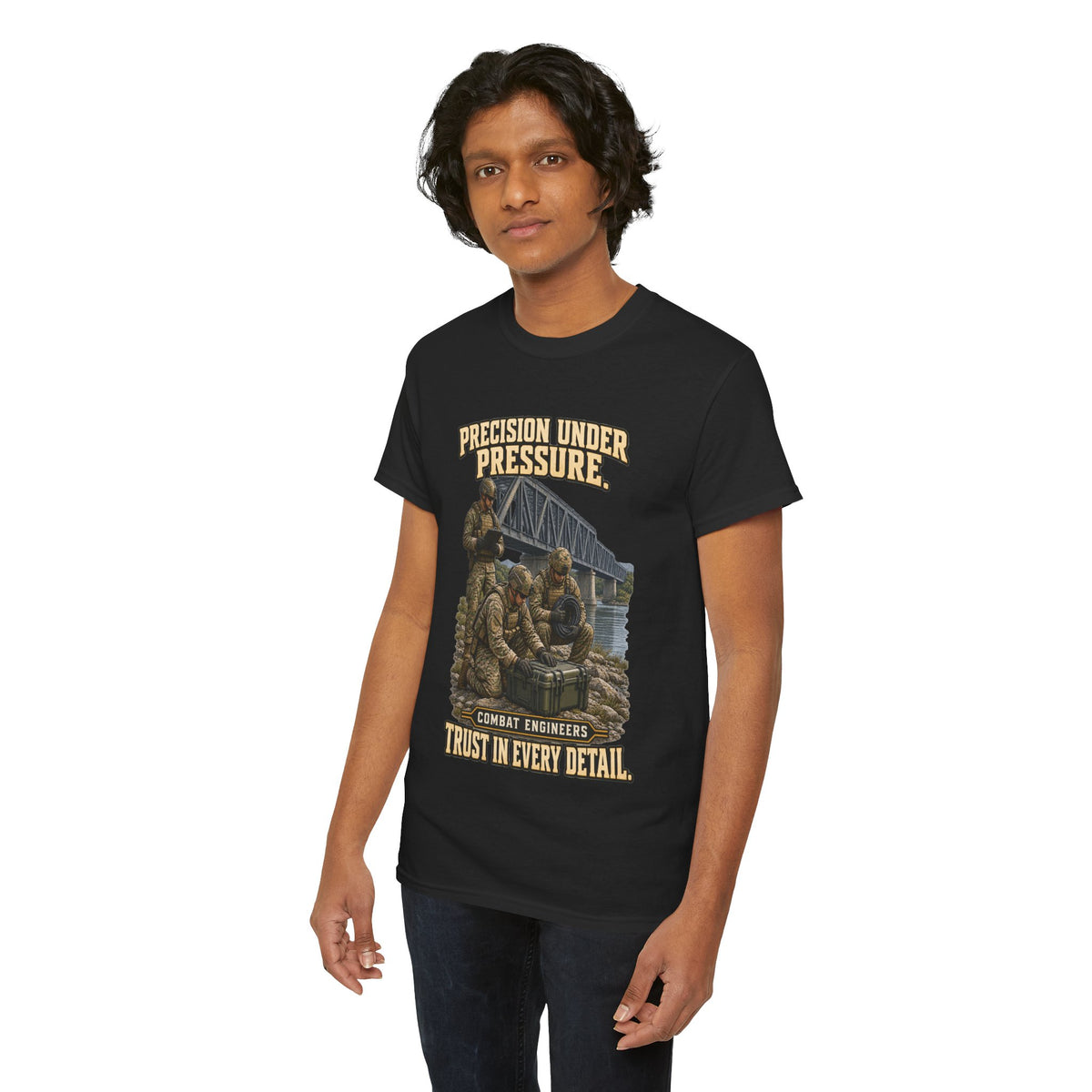 Precision Under Pressure Combat Engineer T-Shirt | Military Tribute