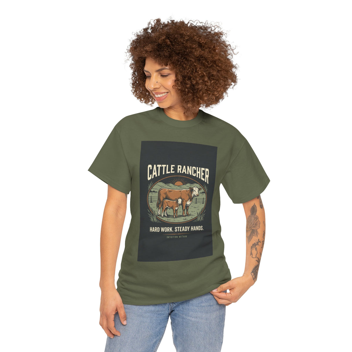 Hard Work, Steady Hands Cattle Rancher T-Shirt