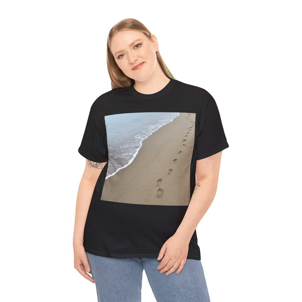 Beach Footprints Coastal Photo Tee – Front Print | Intuition Within