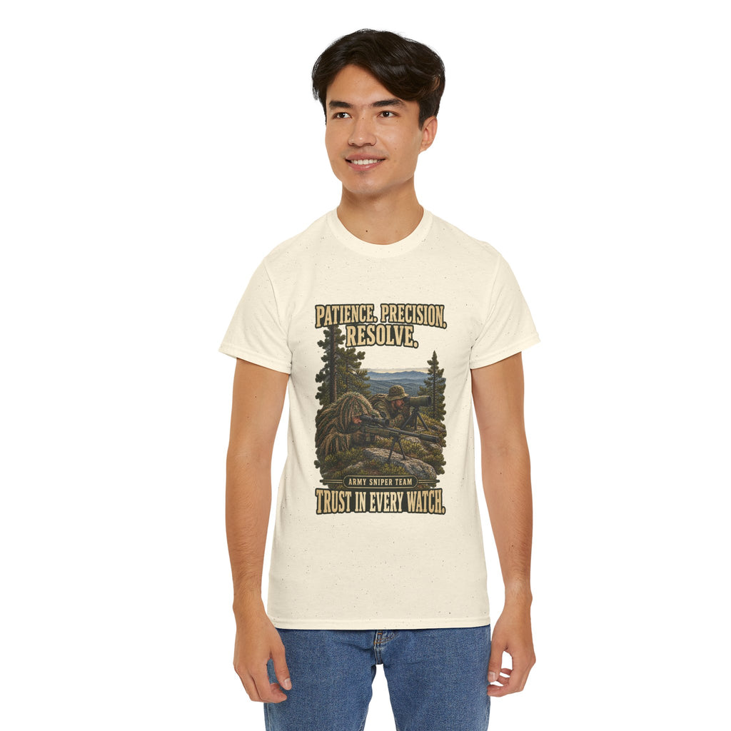 Patience, Precision, Resolve T-Shirt | Army Sniper Team Tribute
