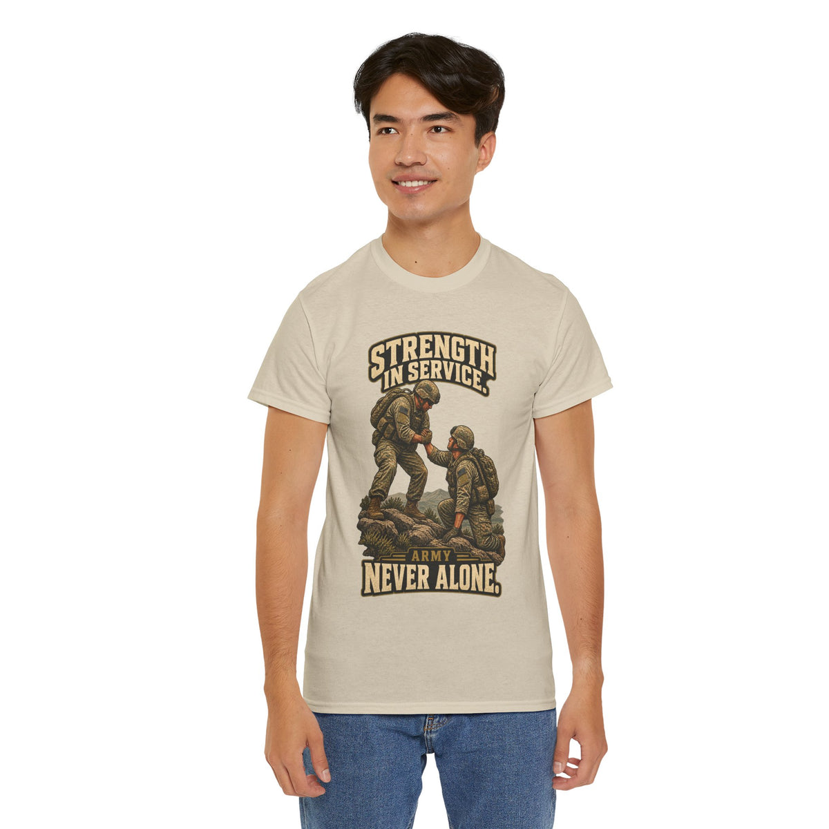 Strength in Service, Never Alone T-Shirt | Military Tribute
