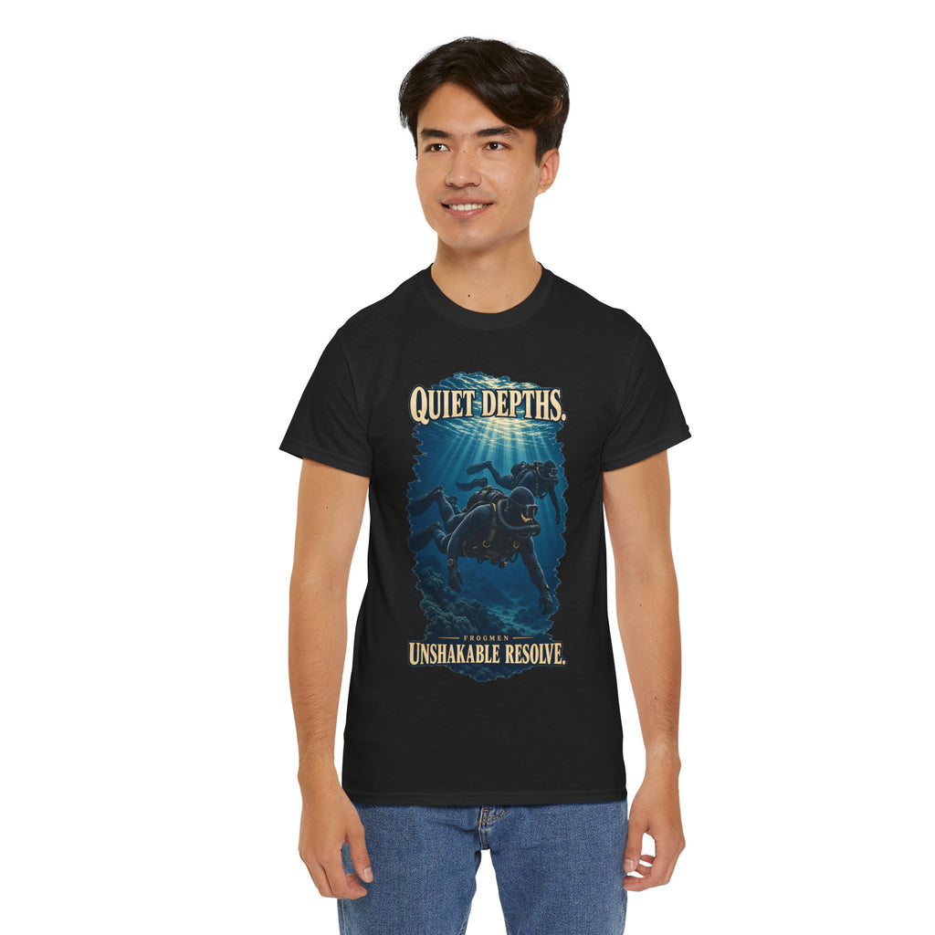 Quiet Depths, Unshakable Resolve T-Shirt | Military Diver Tribute