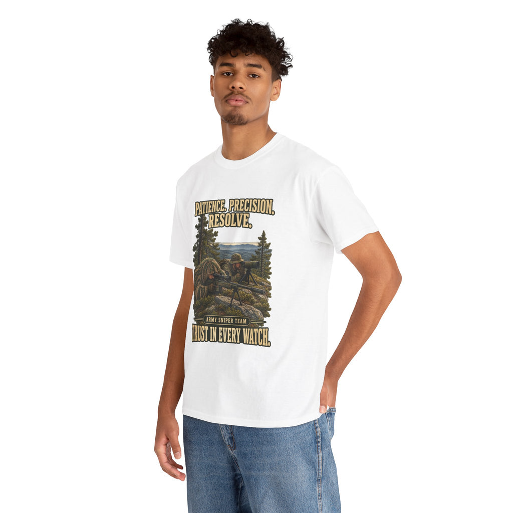 Patience, Precision, Resolve T-Shirt | Army Sniper Team Tribute