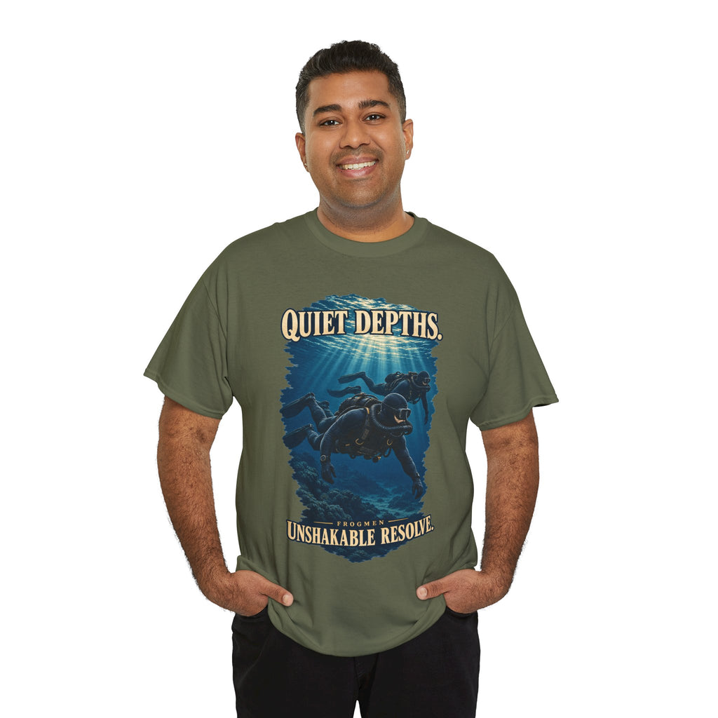 Quiet Depths, Unshakable Resolve T-Shirt | Military Diver Tribute