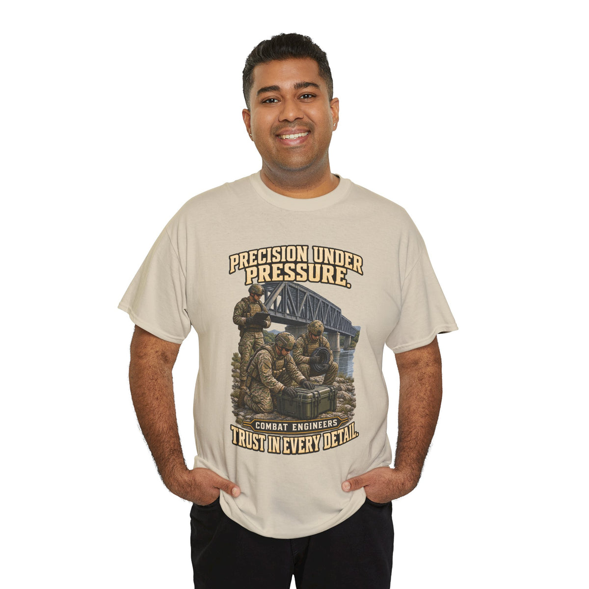 Precision Under Pressure Combat Engineer T-Shirt | Military Tribute