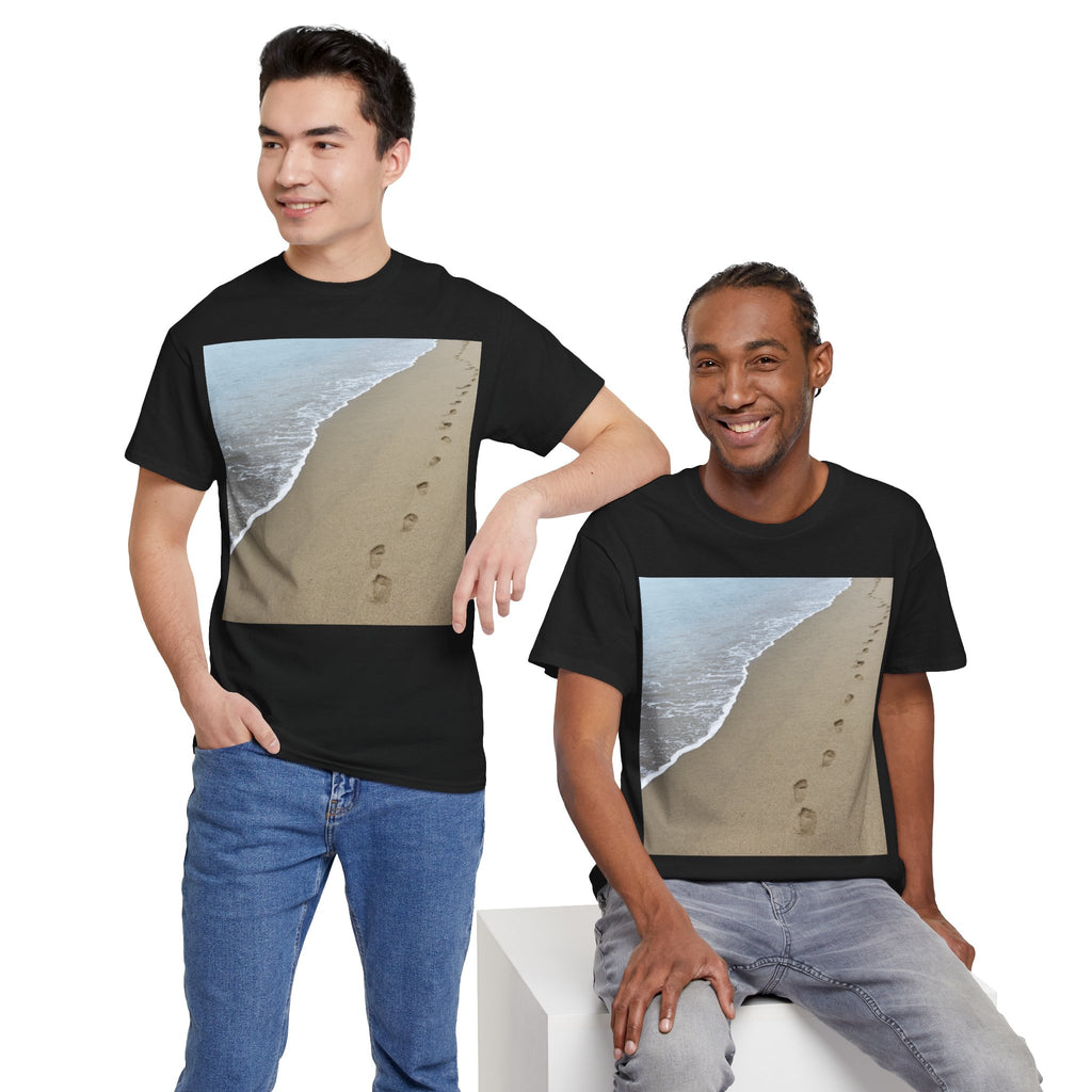 Beach Footprints Coastal Photo Tee – Front Print | Intuition Within