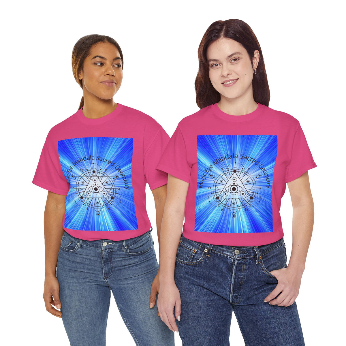 Blue Mandala Eye Sacred Geometry Tee – Front Print | Intuition Within