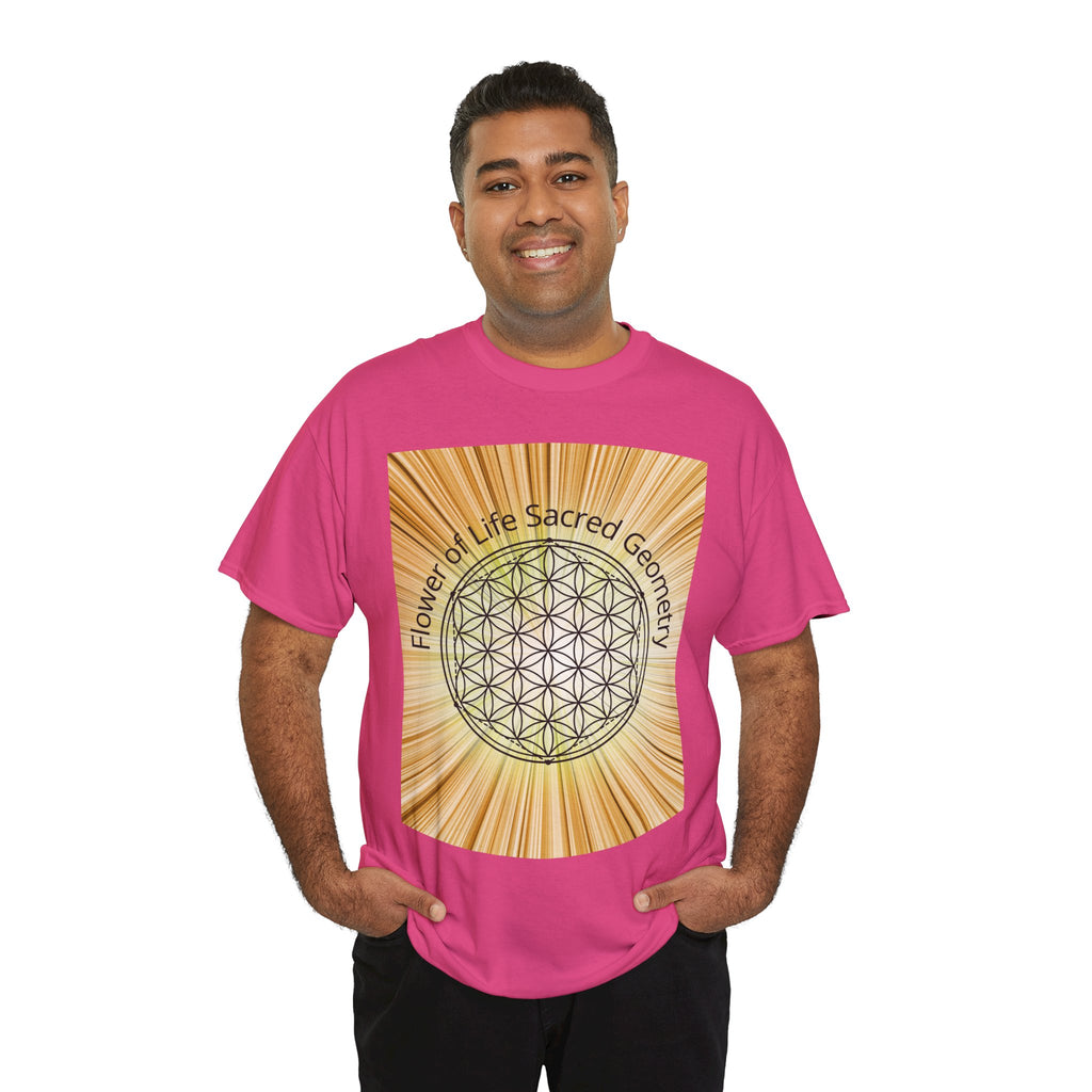 Flower of Life Sacred Geometry Tee – Golden Front Print | Intuition Within