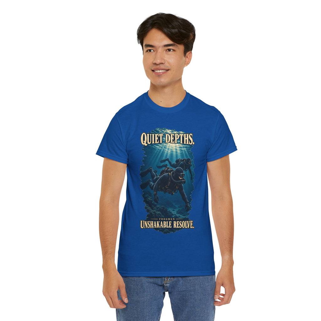 Quiet Depths, Unshakable Resolve T-Shirt | Military Diver Tribute