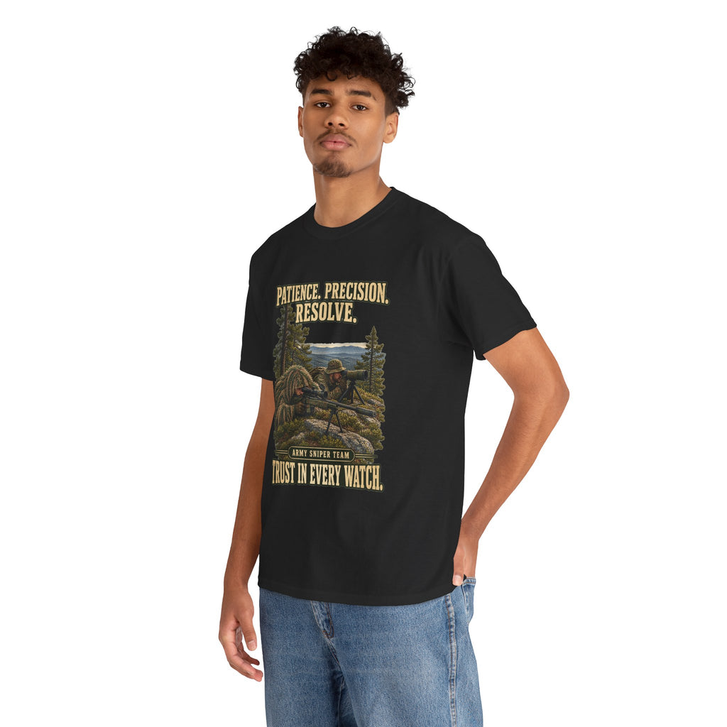 Patience, Precision, Resolve T-Shirt | Army Sniper Team Tribute