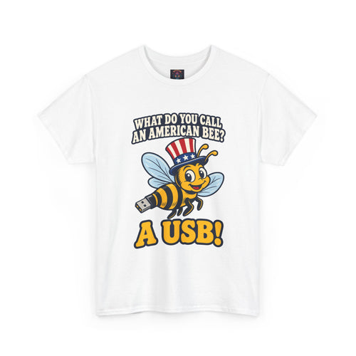 American Bee USB Pun T-Shirt | Patriotic Humor