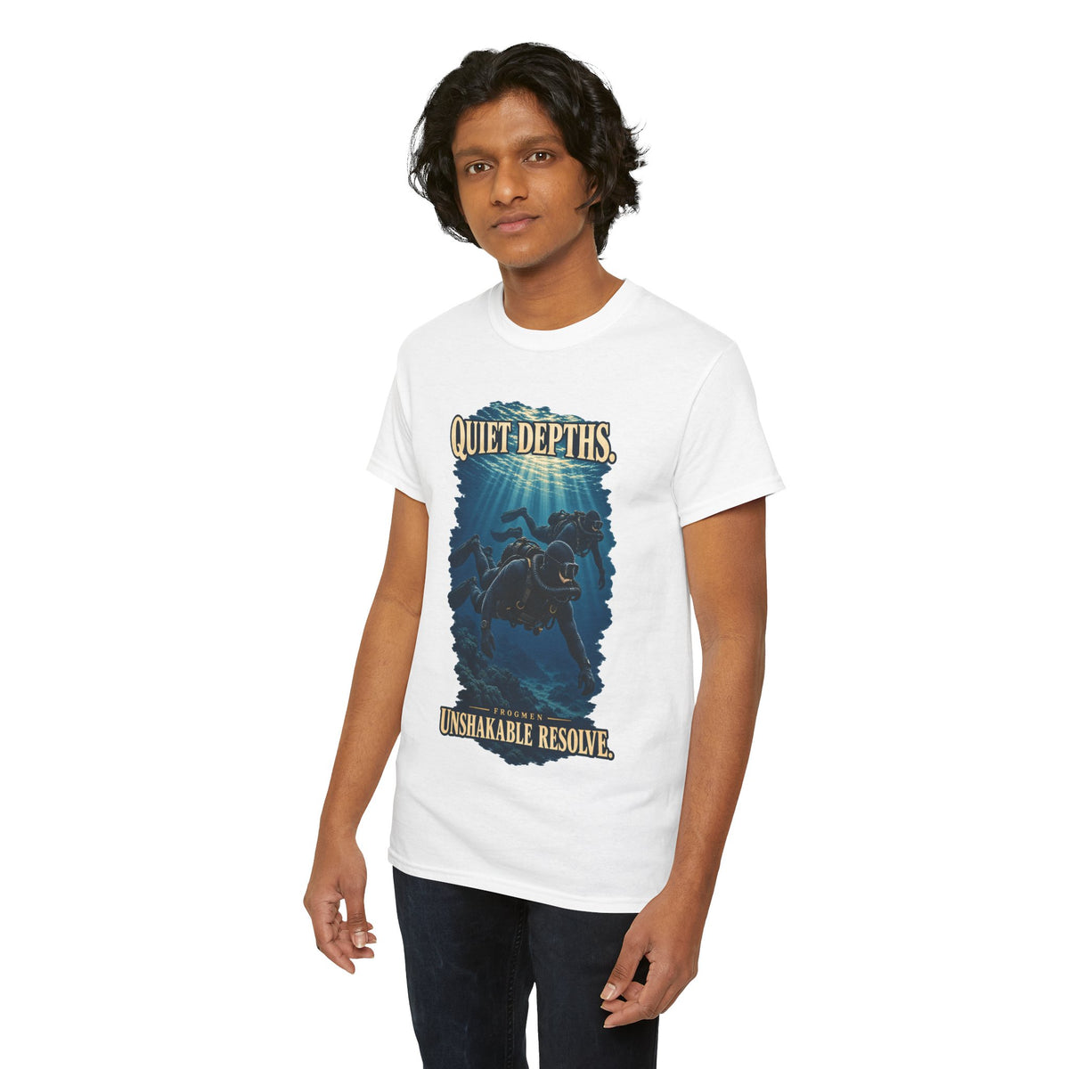 Quiet Depths, Unshakable Resolve T-Shirt | Military Diver Tribute
