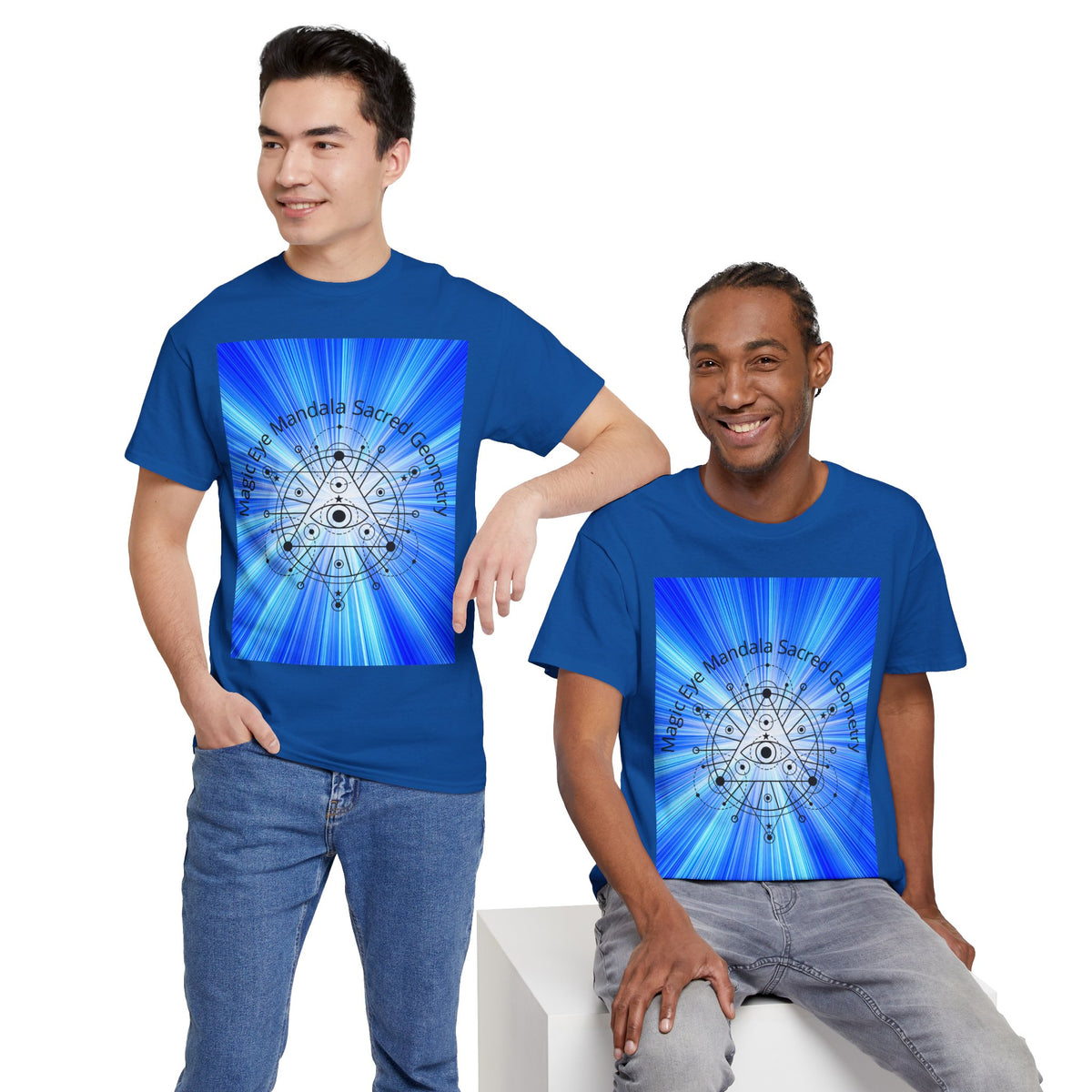 Blue Mandala Eye Sacred Geometry Tee – Front Print | Intuition Within