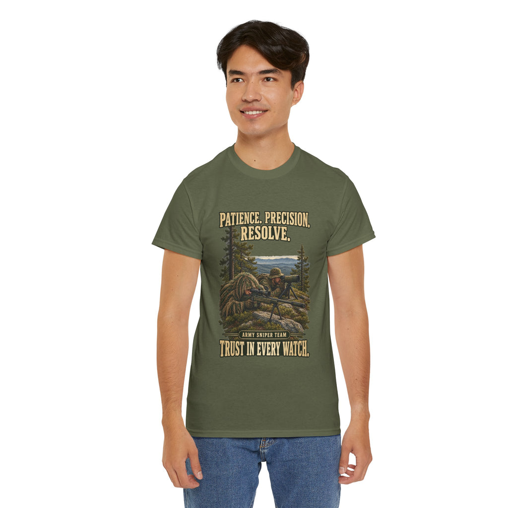 Patience, Precision, Resolve T-Shirt | Army Sniper Team Tribute