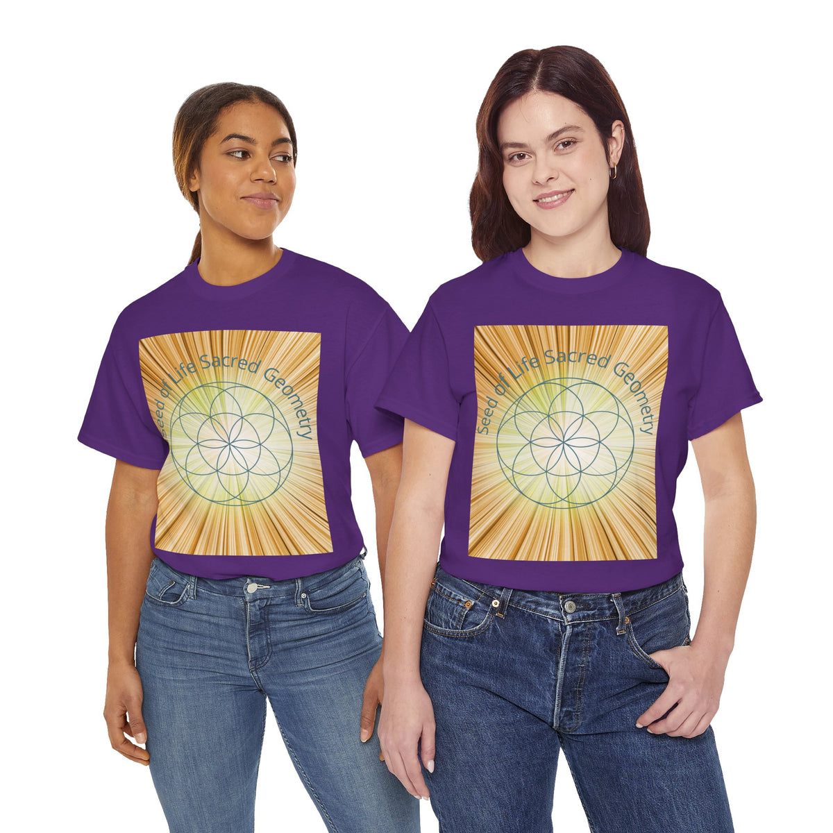 Seed of Life Sacred Geometry Tee – Golden Front Print | Intuition Within