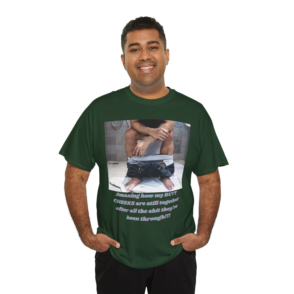 Still Together Bathroom Humor Tee – Male Design, Front Print | Intuition Within