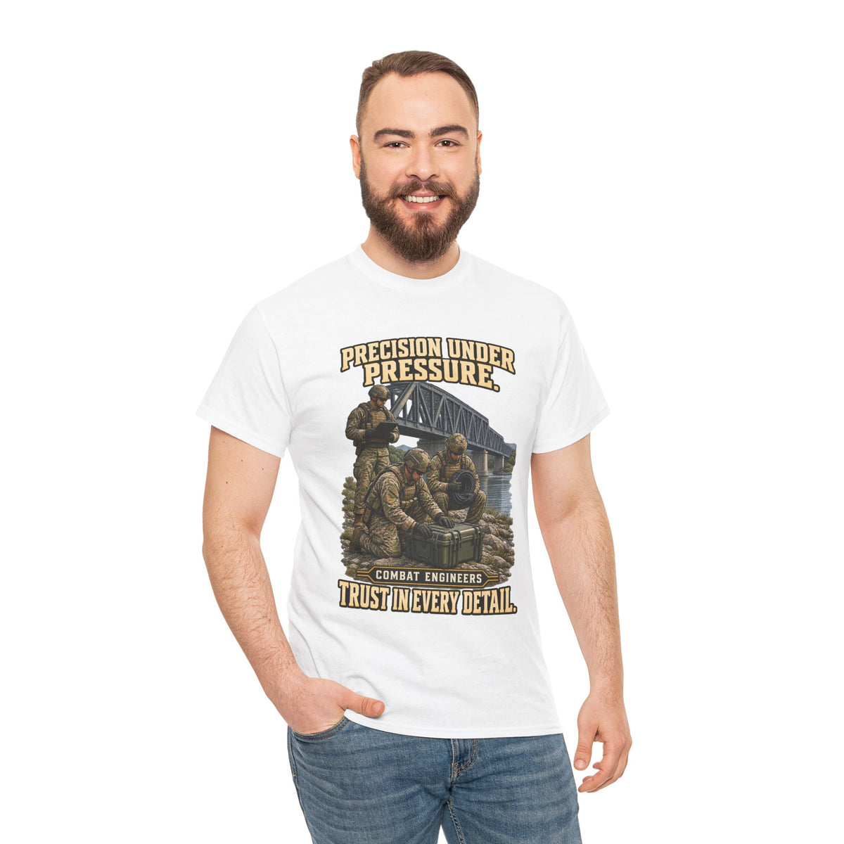 Precision Under Pressure Combat Engineer T-Shirt | Military Tribute