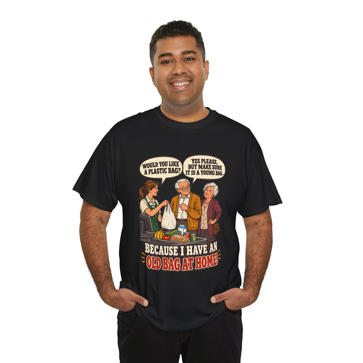 Old Bag at Home T-Shirt | Cheeky Shopping Humor
