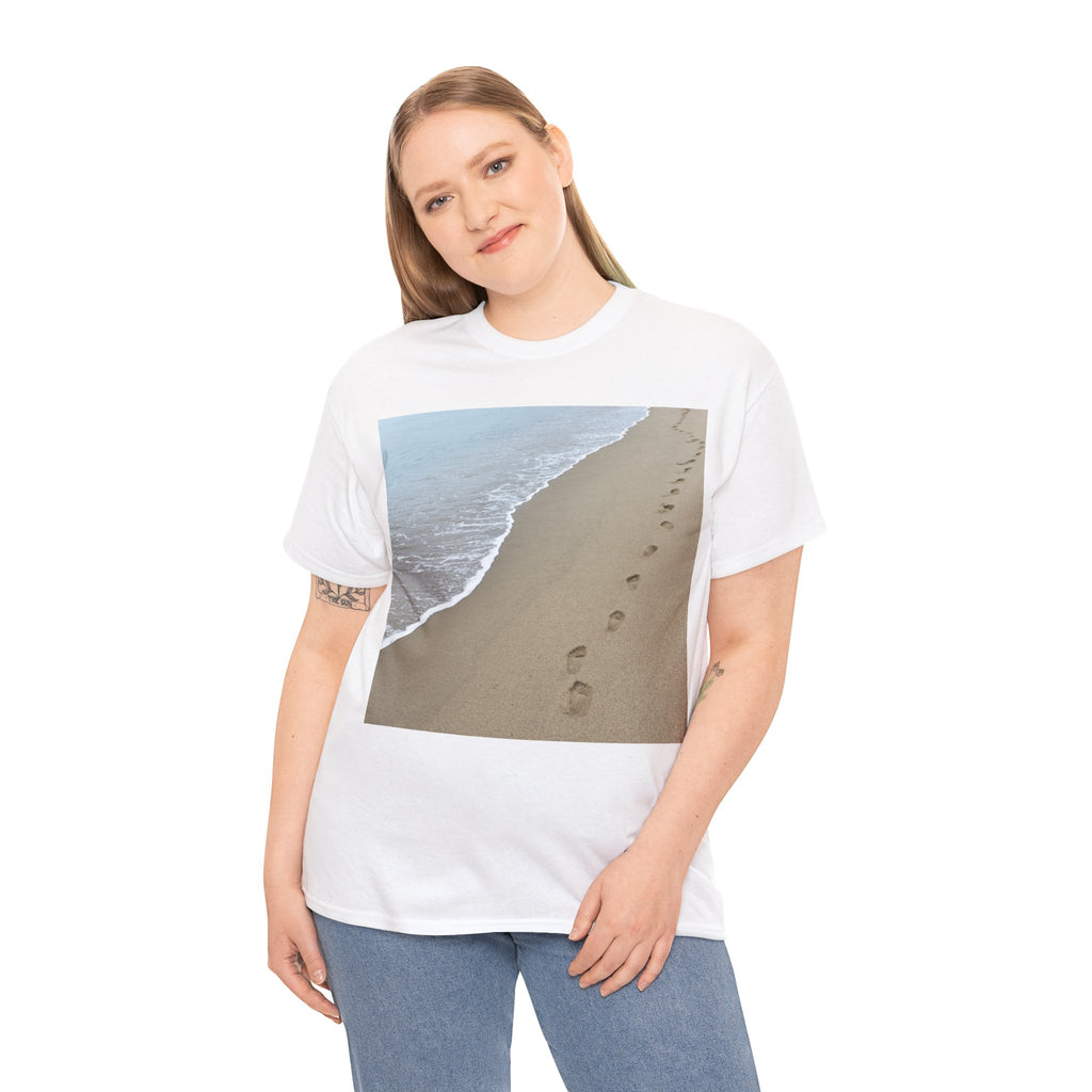 Beach Footprints Coastal Photo Tee – Front Print | Intuition Within