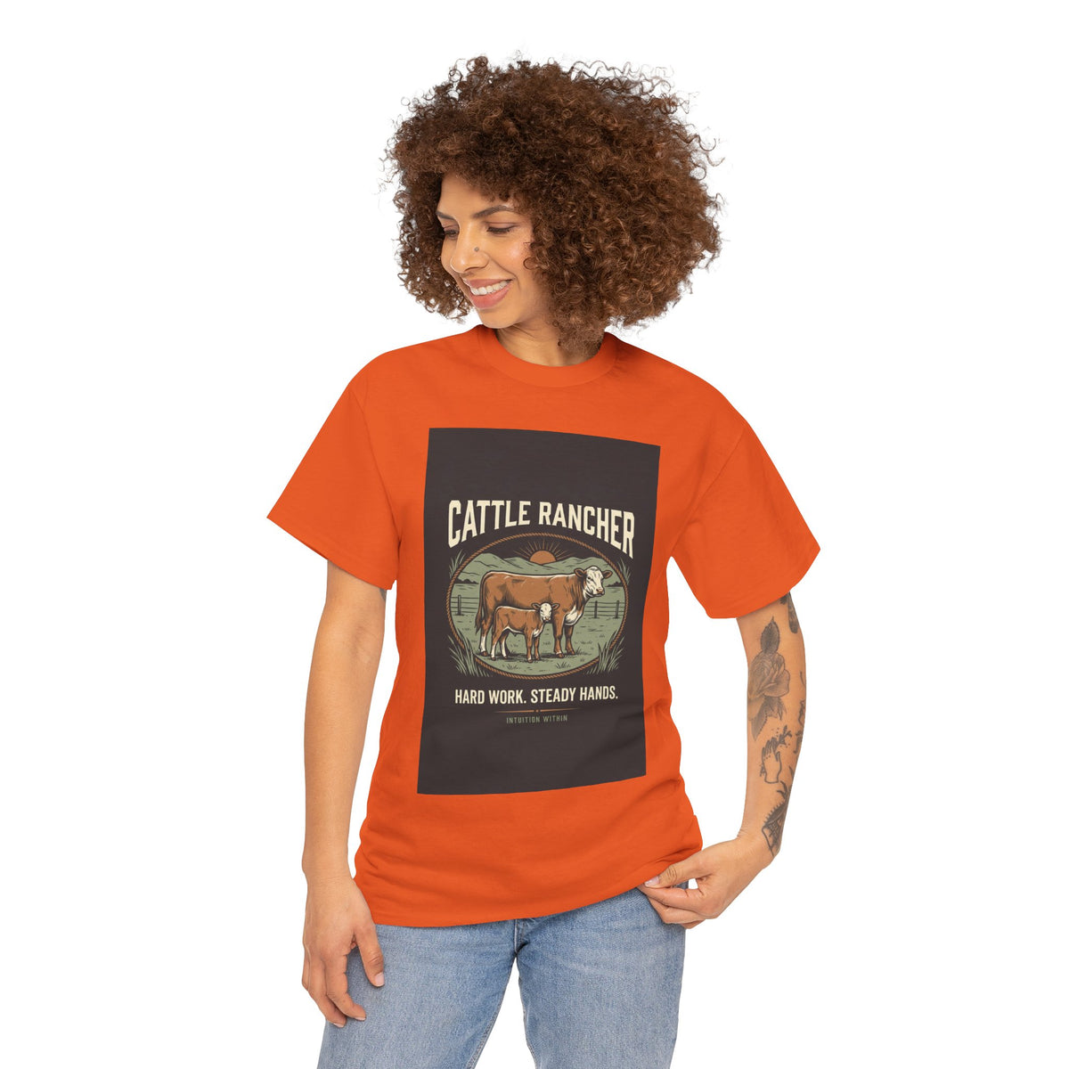 Hard Work, Steady Hands Cattle Rancher T-Shirt