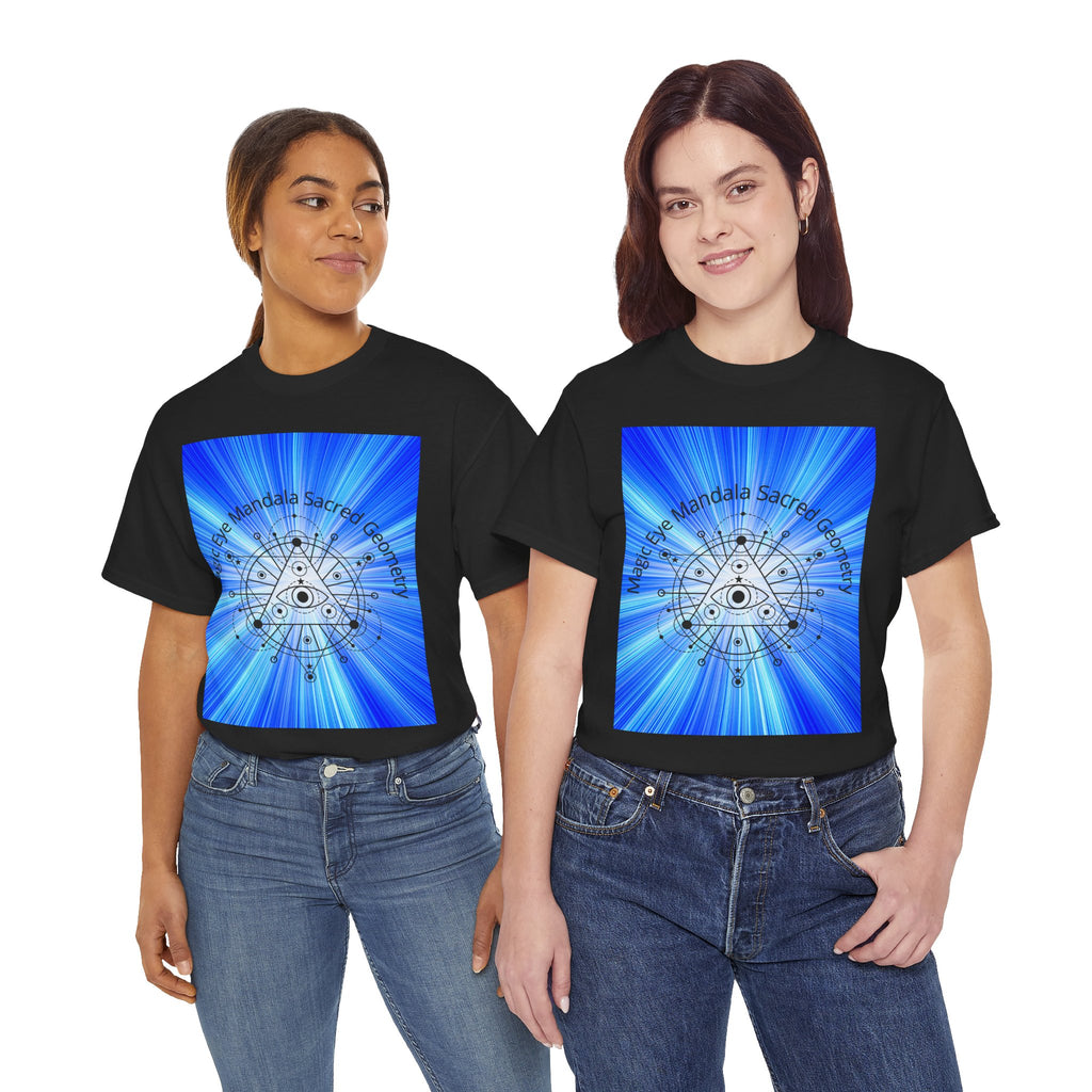 Blue Mandala Eye Sacred Geometry Tee – Front Print | Intuition Within