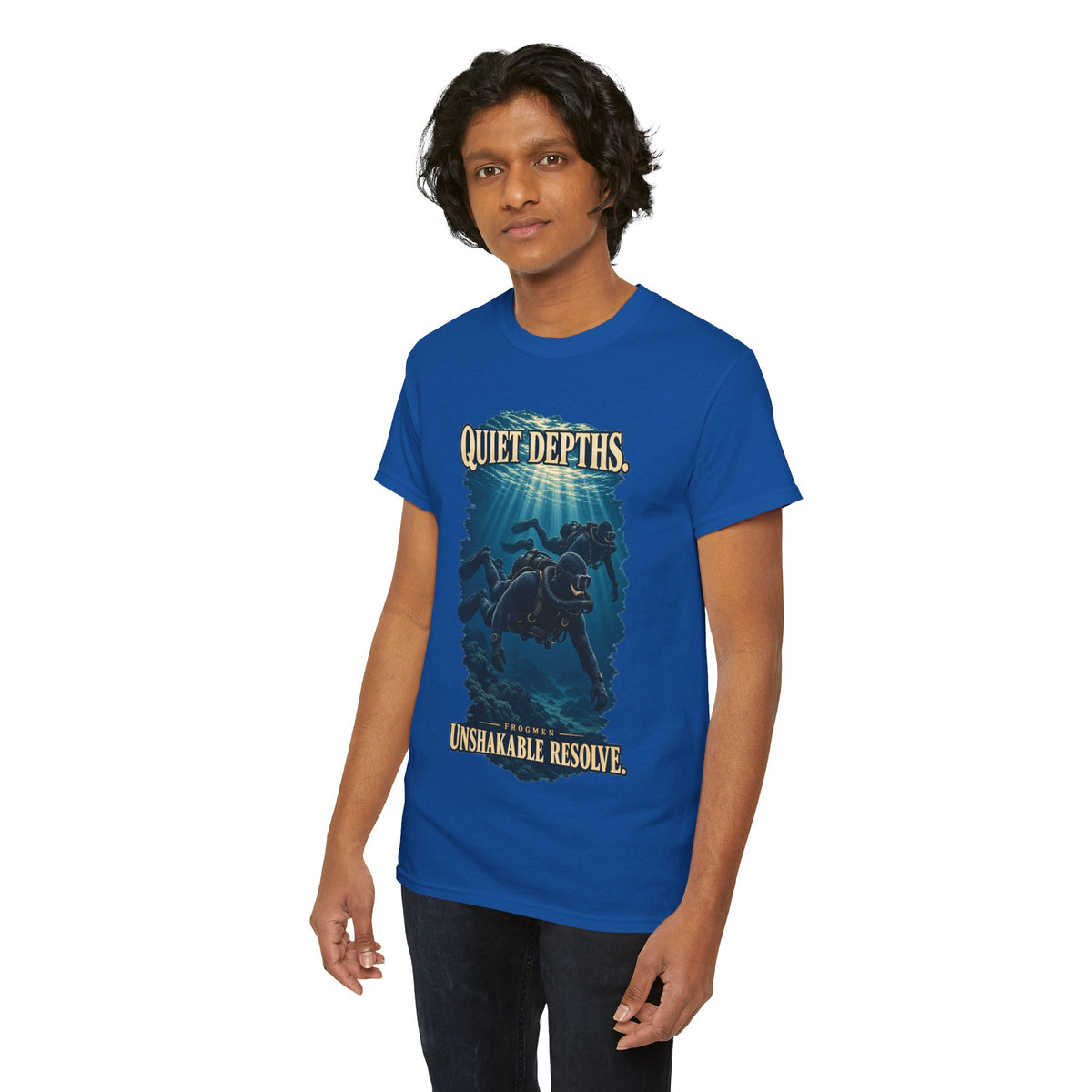 Quiet Depths, Unshakable Resolve T-Shirt | Military Diver Tribute