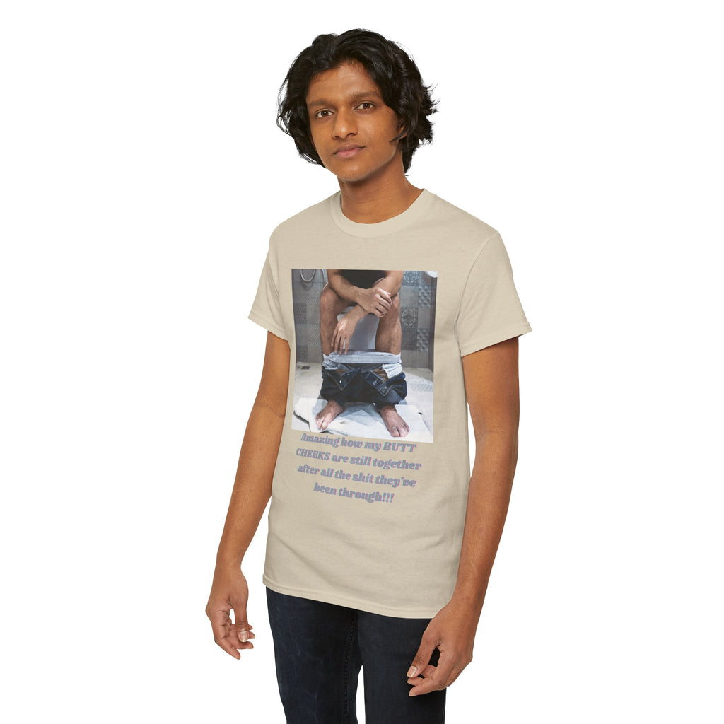 Still Together Bathroom Humor Tee – Male Design, Front Print | Intuition Within